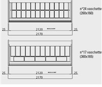 Eisvitrine Ital Proget Smile 24:     	Abmessungen: 	B 2120/ T 872/ H 1298-1328    	Fassungsvermögen/Inhalt: 	