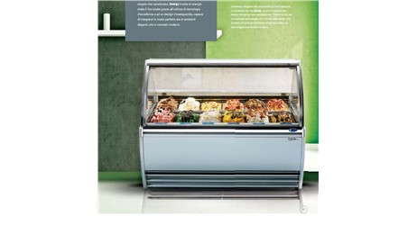 Eisvitrine Ital Proget Energy 12:     	Abmessungen: 	B 1150/ T 117/ H 138    	Fassungsvermögen/Inhalt: 	  12