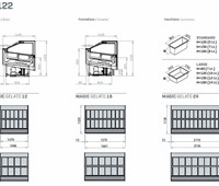 Eisvitrine Ital Proget Magic 12:     	Abmessungen: 	B 109,6/ T 112/ H 122/138    	Fassungsvermögen/Inhalt: 	 