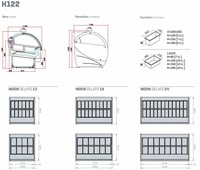 Eisvitrine Ital Proget Moon 18:     	Abmessungen: 	B 160,1/ T 112/ H 128    	Fassungsvermögen/Inhalt: 	  1