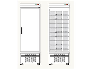 Eislagerschrank TEKNA 5010 Hi:     	Abmessungen: 	B 670/ T 890/ H2250    	Fassungsvermögen/Inhalt: 	60 Eiss