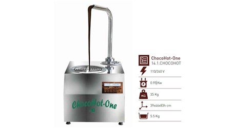 Schokoladebrunnen Chocohot One:   ChocoHot ist eine Schokoladenformmaschine, die auf einem Gestell positionier