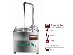 Schokoladebrunnen Chocohot One:   ChocoHot ist eine Schokoladenformmaschine, die auf einem Gestell positionier