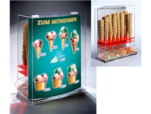 Eistütenhalter "Wonderful" mit Plexiglasscheibe für Reklame