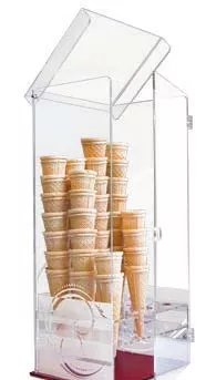 Eine Vitrine voller Eiswaffeln